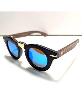 OK4U Sunglasses Chucky Square Frames Black And Brown Frames Golden Accents